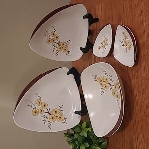CARLTON WARE Handpainted Mimosa Pattern Triangular Retro Five Assorted Dishes